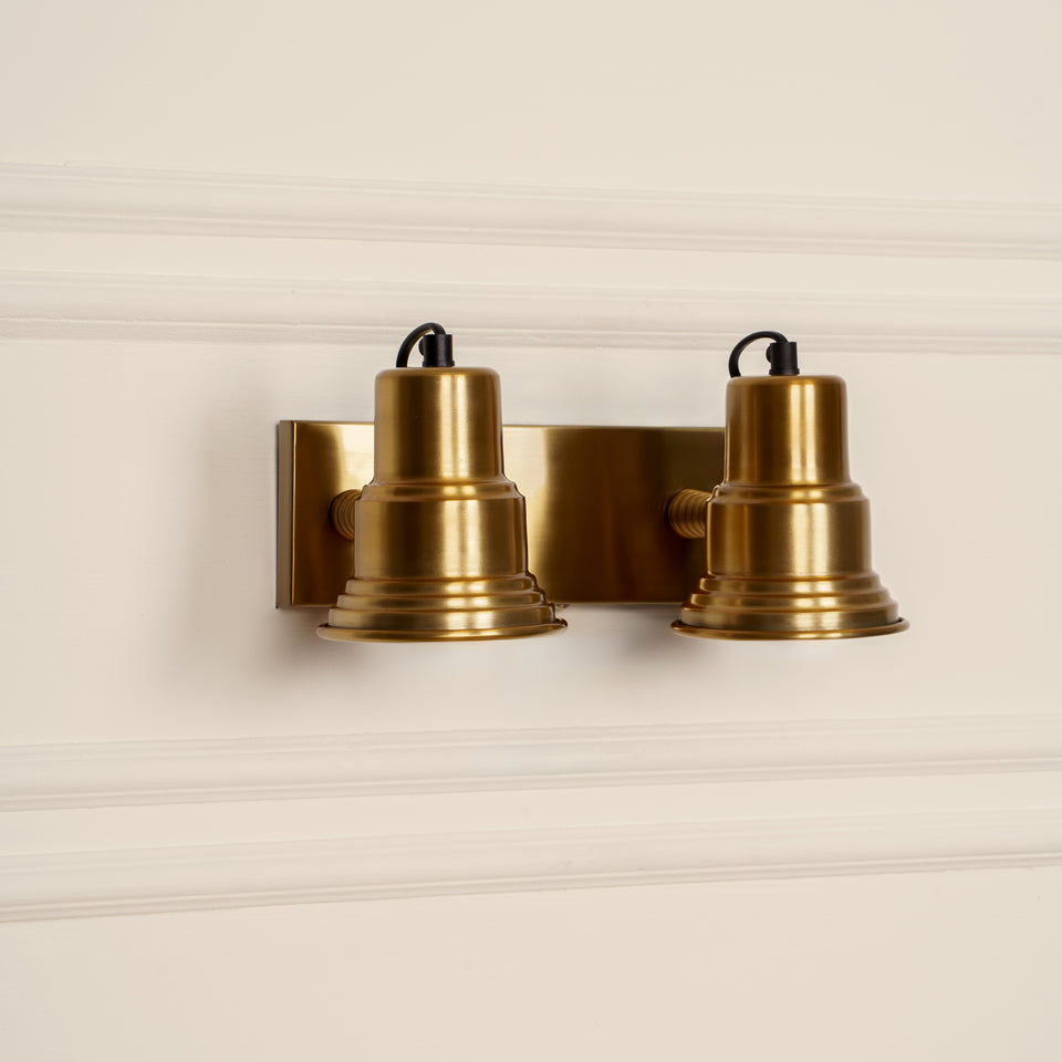 Divine Trends Brass Antique Finish Focus Double Wall Lamp with Double Movement