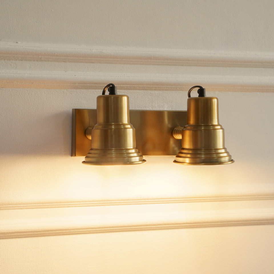 Divine Trends Brass Antique Finish Focus Double Wall Lamp with Double Movement