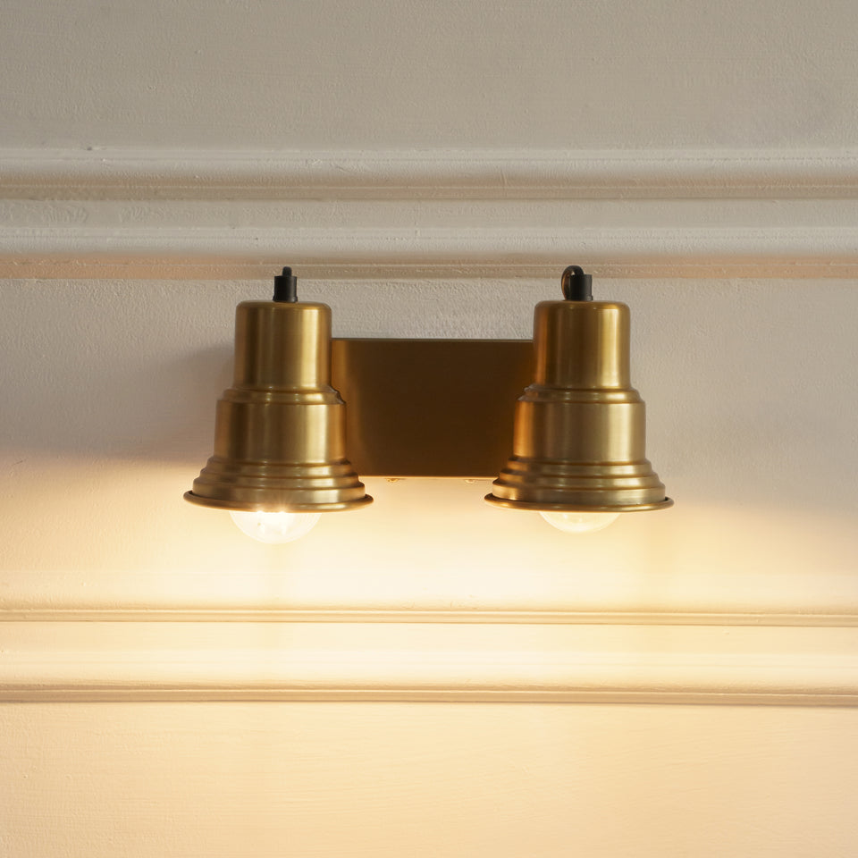 Divine Trends Brass Antique Finish Focus Double Wall Lamp with Double Movement