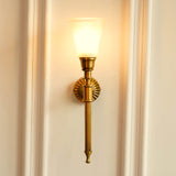 Divine Trends Brass Antique Finish Corrugated Wall Lamp with Frosted Hammered Glass Shade