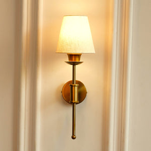 Divine Trends Brass Antique Finish Spacer Wall Lamp with Off White Shade