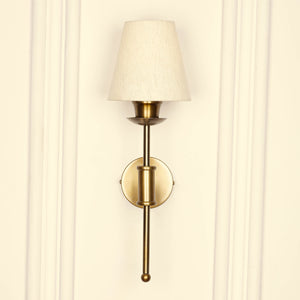 Divine Trends Brass Antique Finish Spacer Wall Lamp with Off White Shade