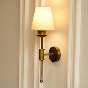 Divine Trends Brass Antique Finish Spacer Wall Lamp with Off White Shade