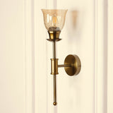 Divine Trends Brass Antique Finish Spacer Wall Lamp with Cup Crackled Glass Golden Luster Shade