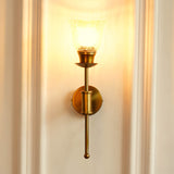 Divine Trends Brass Antique Finish Spacer Wall Lamp with Cup Crackled Glass Golden Luster Shade