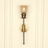 Divine Trends Brass Antique Finish Spacer Wall Lamp with Cup Crackled Glass Golden Luster Shade