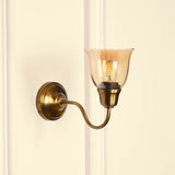 Divine Trends Brass Antique Finish Wall Lamp with Cup Glass Golden Luster Shade