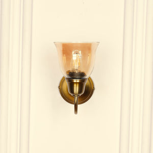 Divine Trends Brass Antique Finish Wall Lamp with Cup Glass Golden Luster Shade