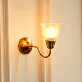 Divine Trends Brass Antique Finish Wall Lamp with Cup Glass Crackled Golden Luster Shade