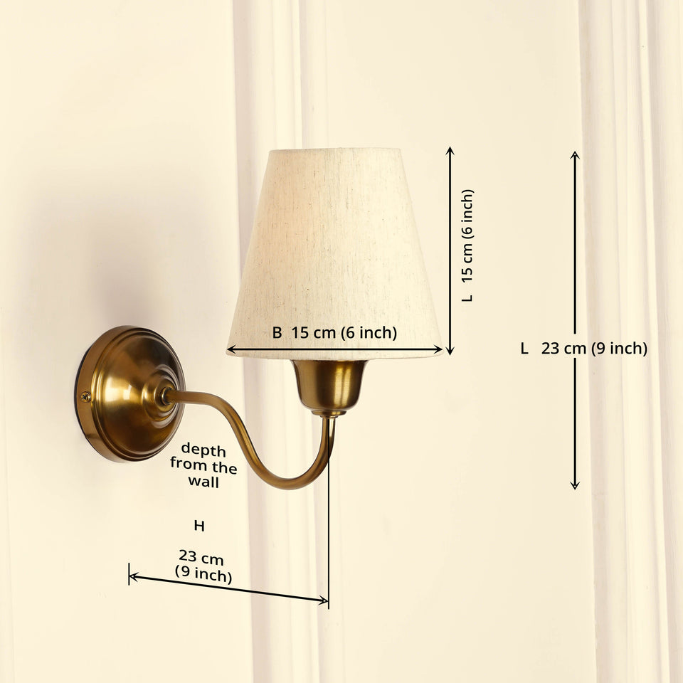 Divine Trends Brass Antique Finish Wall Lamp with Off White Lampshade