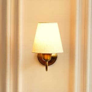 Divine Trends Brass Antique Finish Wall Lamp with Off White Lampshade