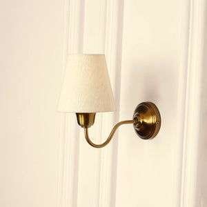 Divine Trends Brass Antique Finish Wall Lamp with Off White Lampshade