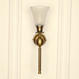 Divine Trends Brass Antique Finish Ball Wall Lamp with Frosted Hammered Glass Shade