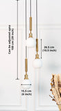 Divine Trends Triple Globe Hanging Pendant Light Antique Brass Finish with Frosted Milky White Glass | Hanging Lamp for Living Room | Chandelier Ceiling Lamp - Pack of 1