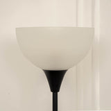 Divine Trends Uplighter Black Polished Finish Floor Lamp for Living Room with Frosted Glass Lampshade | Includes LED Warm Bulb | Hidden Wire Design | Uplight Corner Standing Lamp for Home | Pack of 1