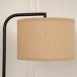Divine Trends Black Polished Task Floor Lamp – Adjustable, 6 ft with Off-White Piping Fabric Shade