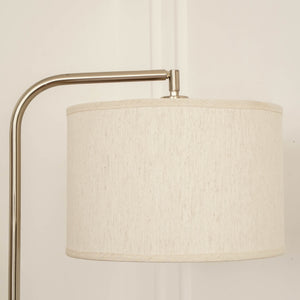 Divine Trends Satin Nickel Finish Task Floor Lamp – Adjustable, 6 ft, Off-White Piping Fabric Shade