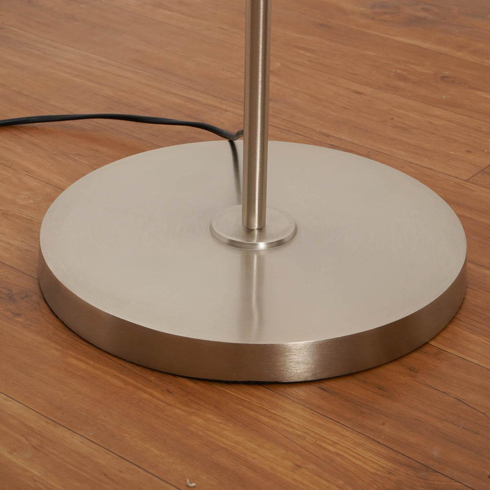 Divine Trends Satin Nickel Finish Task Floor Lamp – Adjustable, 6 ft, Off-White Piping Fabric Shade