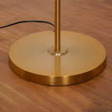 Divine Trends Antique Brass Finish Task Floor Lamp – Adjustable, 6 ft, Off-White Piping Fabric Shade