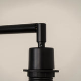 Divine Trends Black Polished Task Floor Lamp – Adjustable, 6 ft with Off-White Piping Fabric Shade