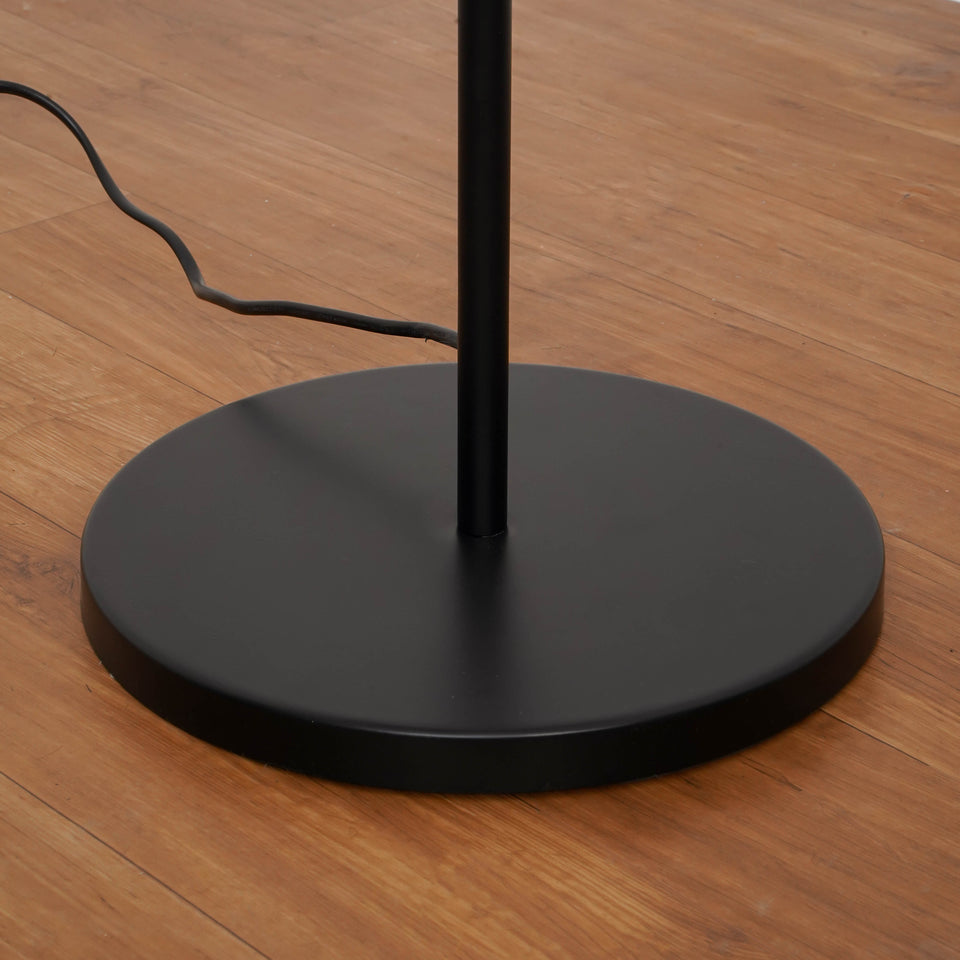 Divine Trends Uplighter Black Polished Finish Floor Lamp for Living Room with Frosted Glass Lampshade | Includes LED Warm Bulb | Hidden Wire Design | Uplight Corner Standing Lamp for Home | Pack of 1