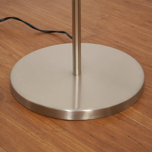 Divine Trends Uplighter Satin Nickel Finish Floor Lamp for Living Room with Frosted Glass Lampshade | Includes LED Warm Bulb | Hidden Wire Design | Uplight Corner Standing Lamp for Home | Pack of 1