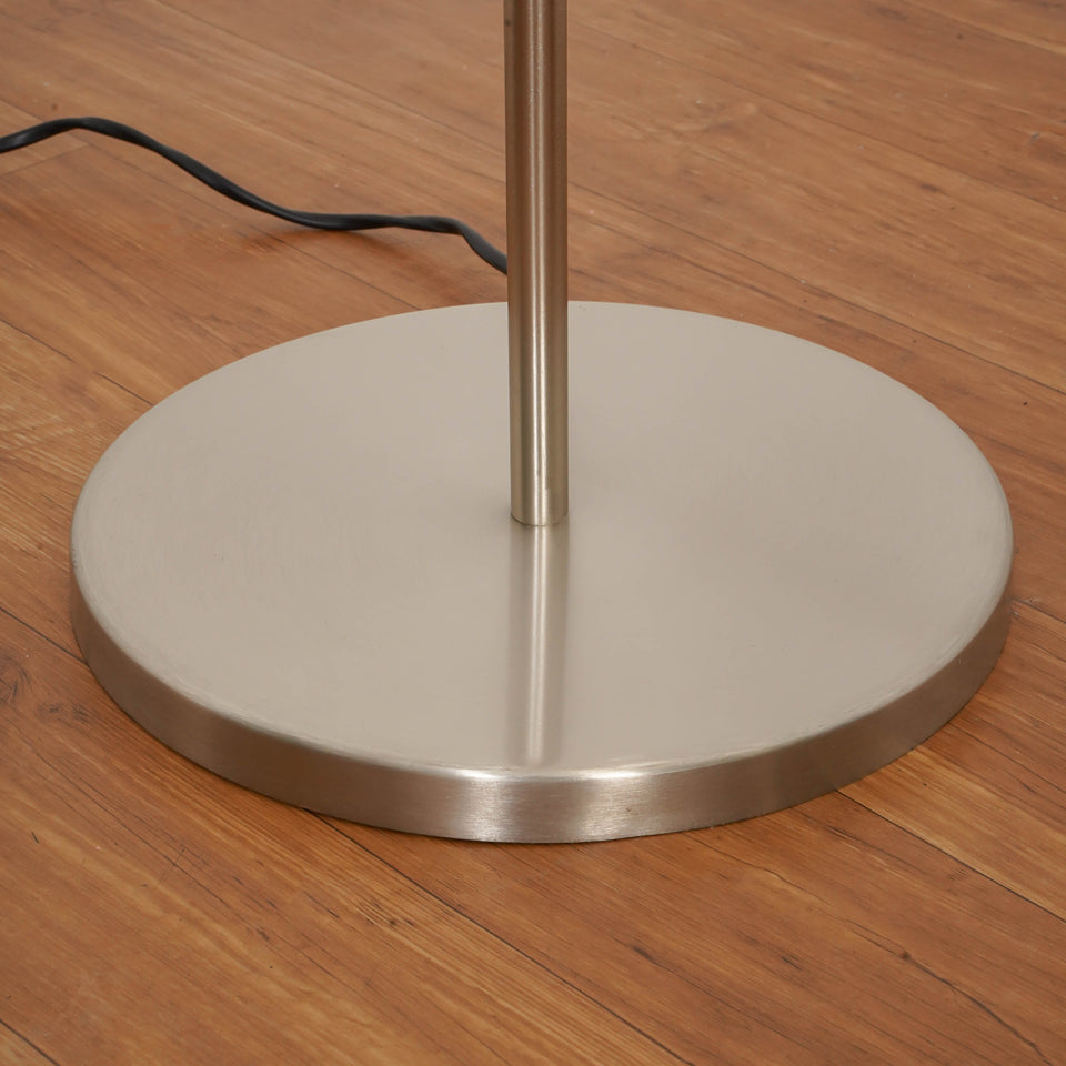 Divine Trends Uplighter Satin Nickel Finish Floor Lamp for Living Room with Frosted Glass Lampshade | Includes LED Warm Bulb | Hidden Wire Design | Uplight Corner Standing Lamp for Home | Pack of 1