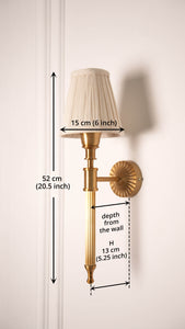 Divine Trends Brass Antique Finish Corrugated Wall Lamp with Off White Pleated Shade