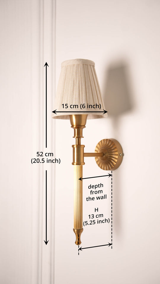 Divine Trends Brass Antique Finish Corrugated Wall Lamp with Off White Pleated Shade