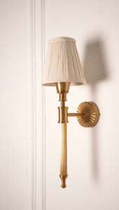Divine Trends Brass Antique Finish Corrugated Wall Lamp with Off White Pleated Shade
