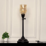 Divine Trends Black Polished Adjustable Height Table Lamp with Spiral Glass Golden Luster Shade