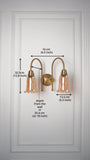 Divine Trends Brass Antique Finish Double Hockey Wall Lamp with Fluted Flower Golden Luster Glass Lampshade- with Reversable Design
