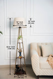 Divine Trends 3 Shelves Floor Lamp Brass Antique Finish 5 Feet Height with 16” Diameter Off White LampShade for Living Room, Bedroom, Home Decoration | Led Bulb Included - Pack of 1