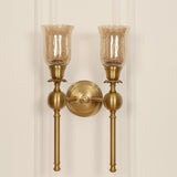 Divine Trends Brass Antique Finish Ball Wall Lamp with Chimney Crackled Glass Shades