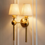 Divine Trends Brass Antique Finish Ball Wall Lamp with Off White Shades