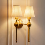 Divine Trends Brass Antique Finish Ball Wall Lamp with Off White Shades