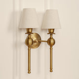 Divine Trends Brass Antique Finish Ball Wall Lamp with Off White Shades