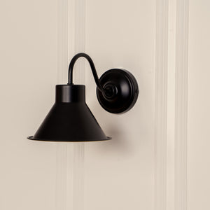 Divine Trends Black Polished Finish Wall Lamp with Metal Dome Shade