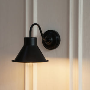 Divine Trends Black Polished Finish Wall Lamp with Metal Dome Shade