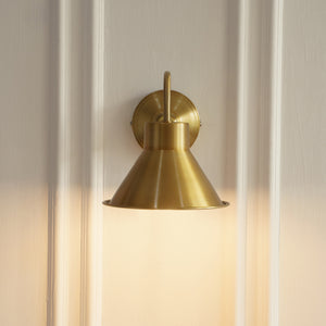 Divine Trends Brass Antique Finish Wall Lamp with Metal Dome Shade