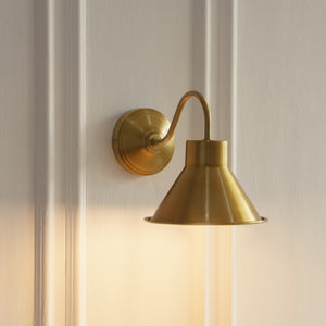 Divine Trends Brass Antique Finish Wall Lamp with Metal Dome Shade