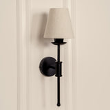 Divine Trends Black Polished Spacer Wall Lamp with Off White Shade