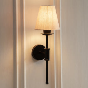 Divine Trends Black Polished Spacer Wall Lamp with Off White Shade