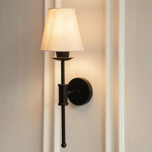 Divine Trends Black Polished Spacer Wall Lamp with Off White Shade