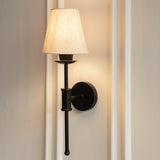 Divine Trends Black Polished Spacer Wall Lamp with Off White Shade