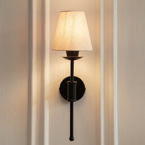 Divine Trends Black Polished Spacer Wall Lamp with Off White Shade