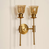 Divine Trends Brass Antique Finish Spacer Wall Lamp with Cup Crackled Glass Shade
