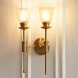Divine Trends Brass Antique Finish Spacer Wall Lamp with Cup Crackled Glass Shade
