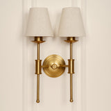 Divine Trends Brass Antique Finish Spacer Wall Lamp with Off White Lampshades