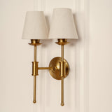 Divine Trends Brass Antique Finish Spacer Wall Lamp with Off White Lampshades